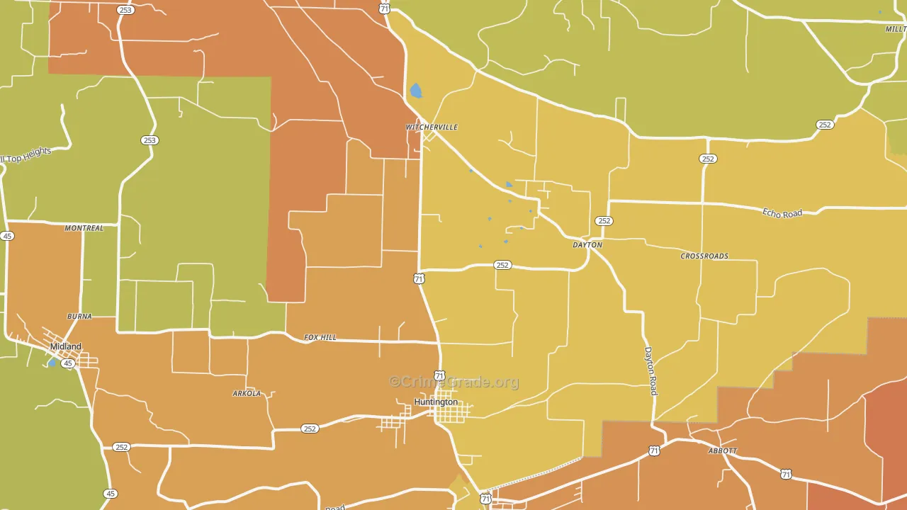 Huntington, AR Map of Arson Rates