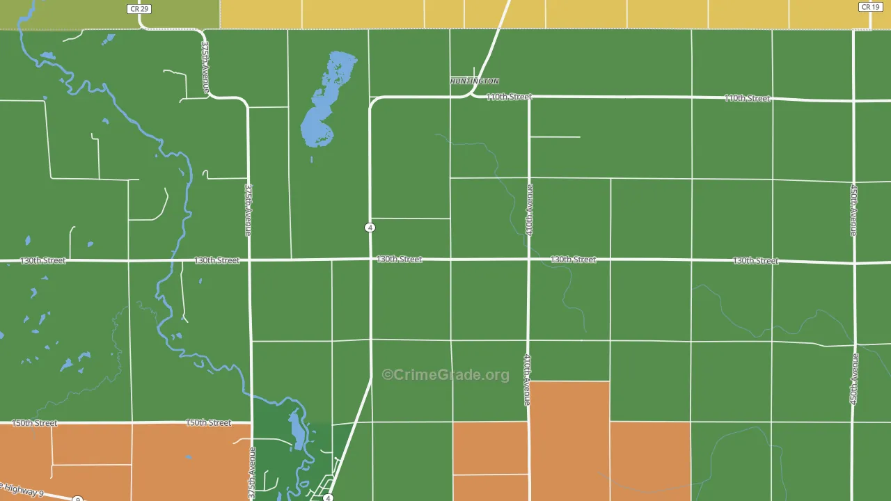 Huntington, IA Map of Arson Rates