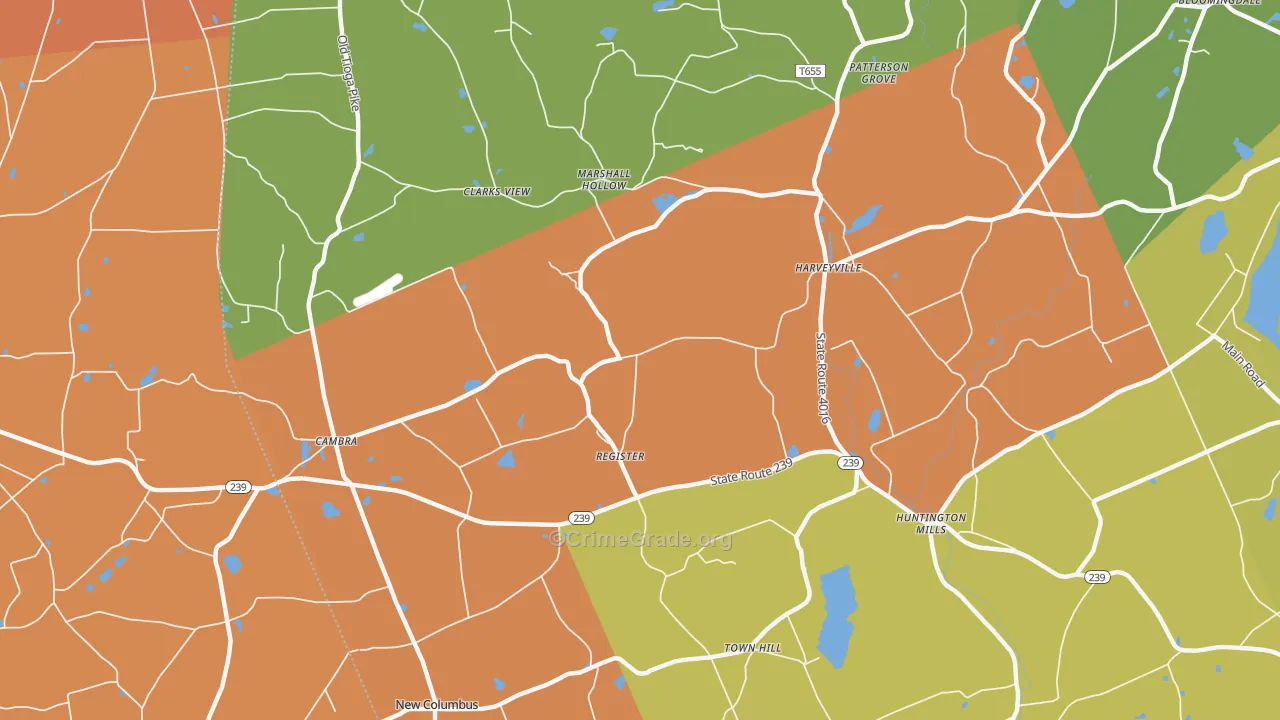 Huntington Mills, PA Map of Arson Rates