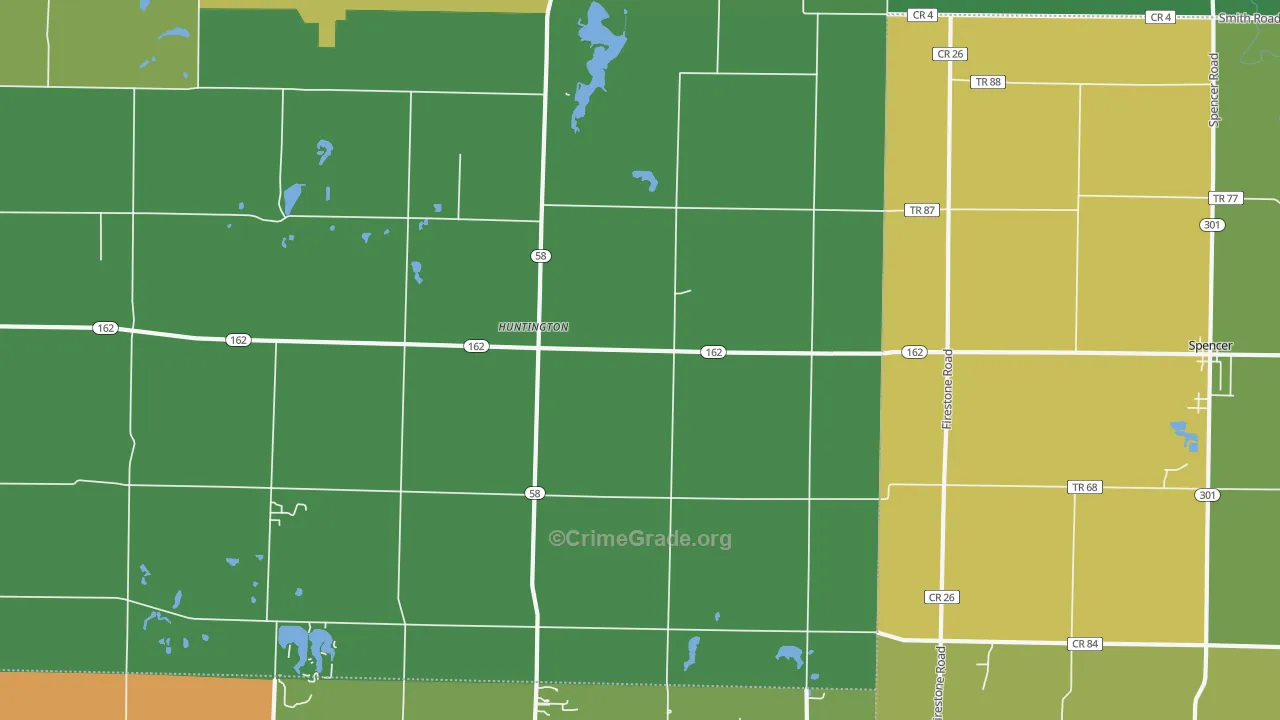 Huntington, OH Map of Arson Rates