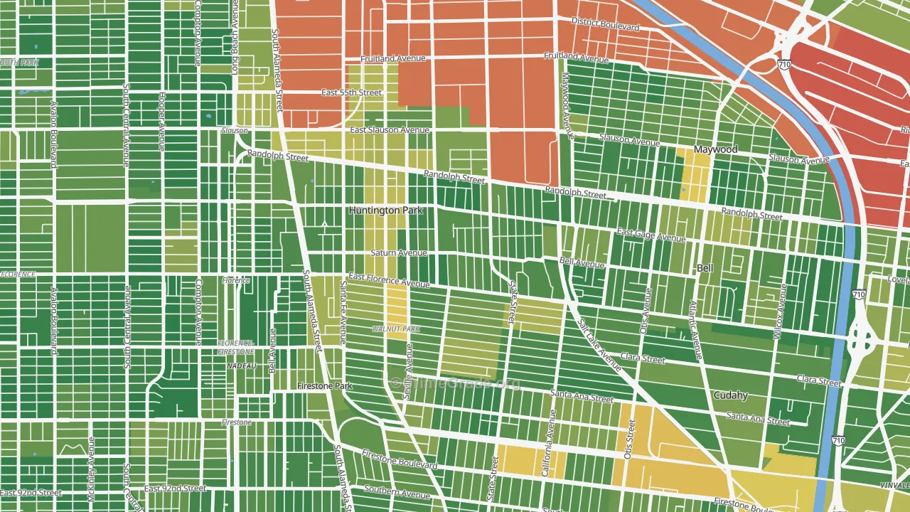 Huntington Park, CA Map of Arson Rates