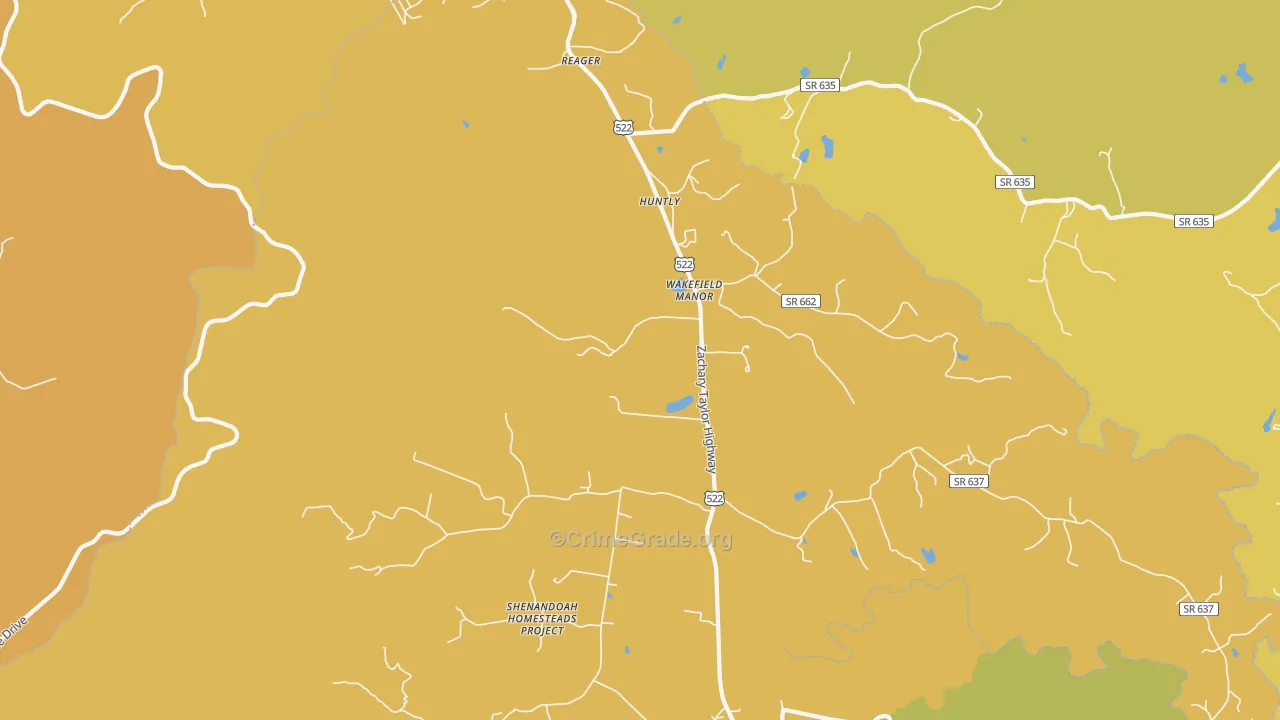 Huntly, VA Map of Arson Rates
