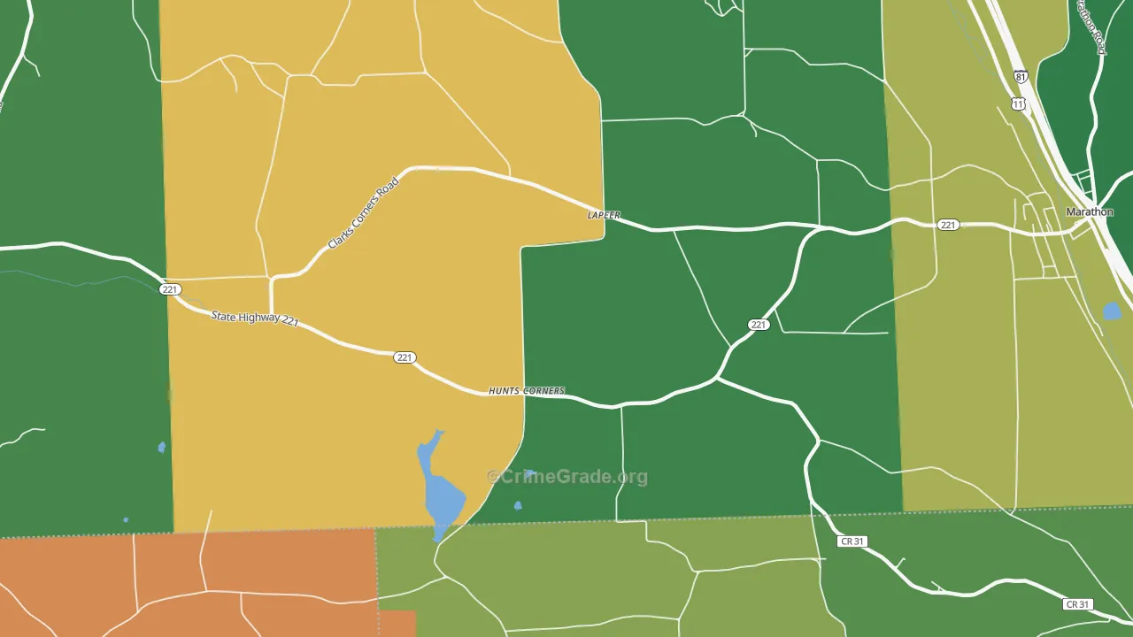 Hunts Corners, NY Map of Arson Rates