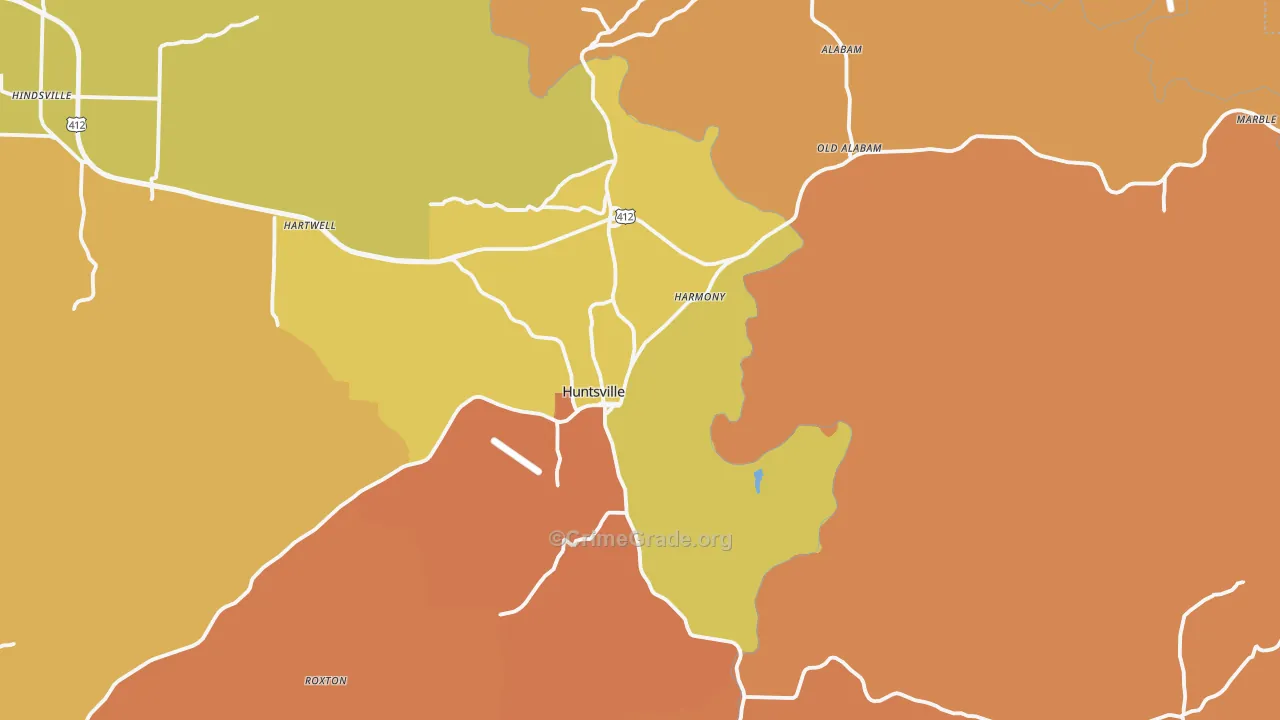 Huntsville, AR Map of Arson Rates