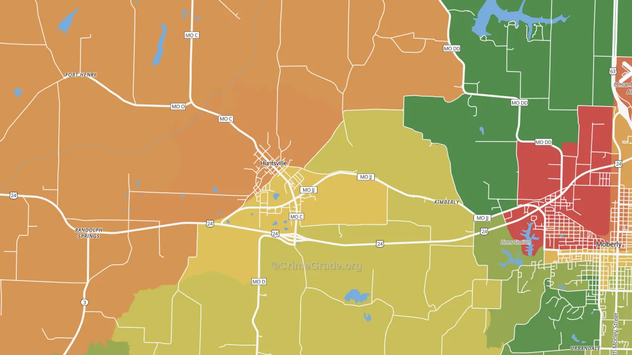 Huntsville, MO Map of Arson Rates