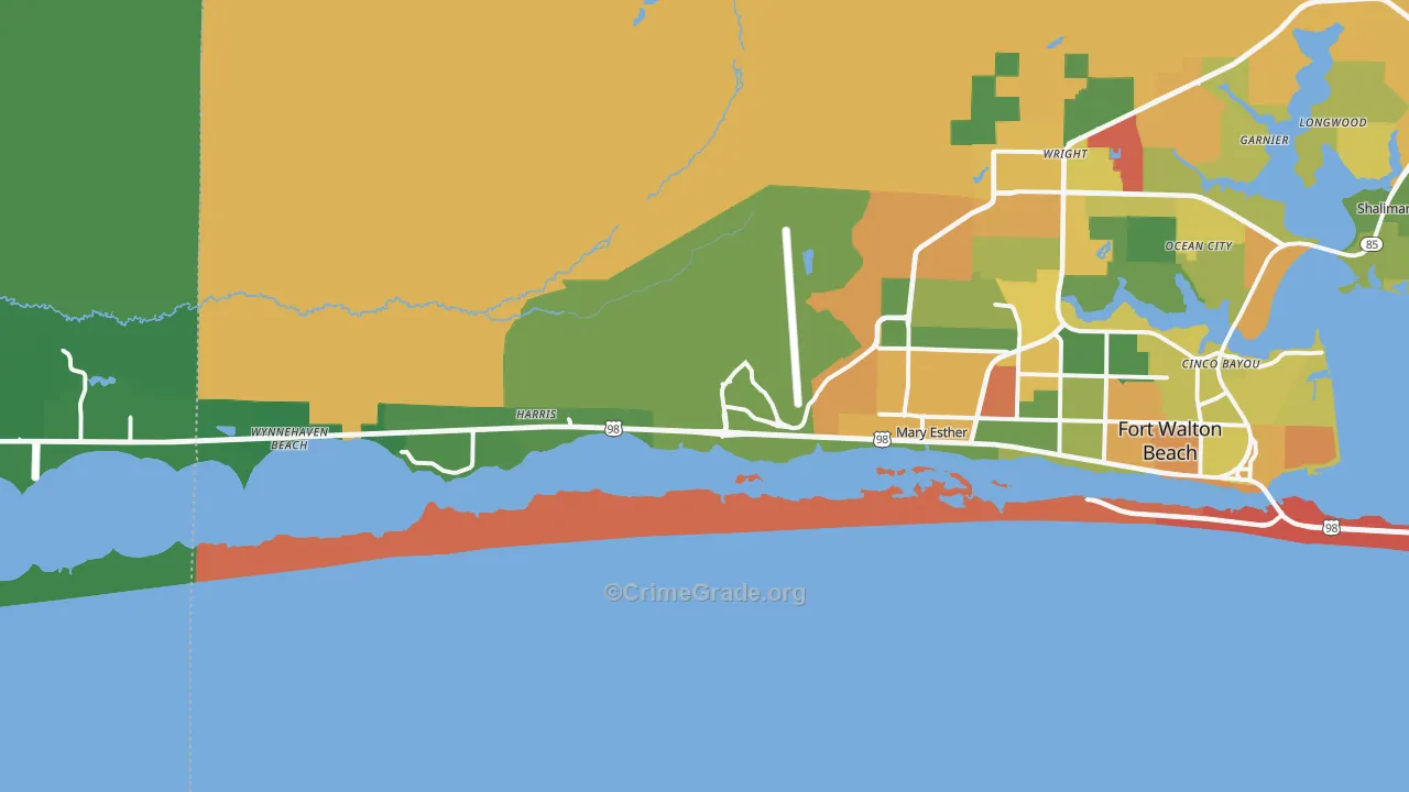 Hurlburt Field, FL Map of Arson Rates