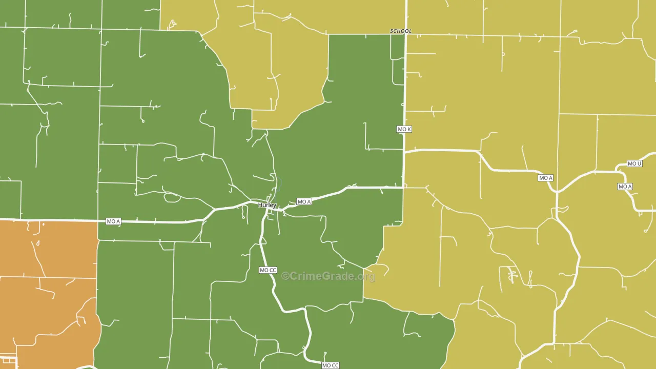 Hurley, MO Map of Arson Rates