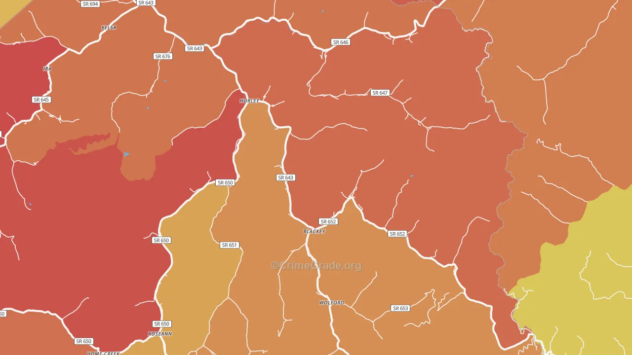 Hurley, VA Map of Arson Rates