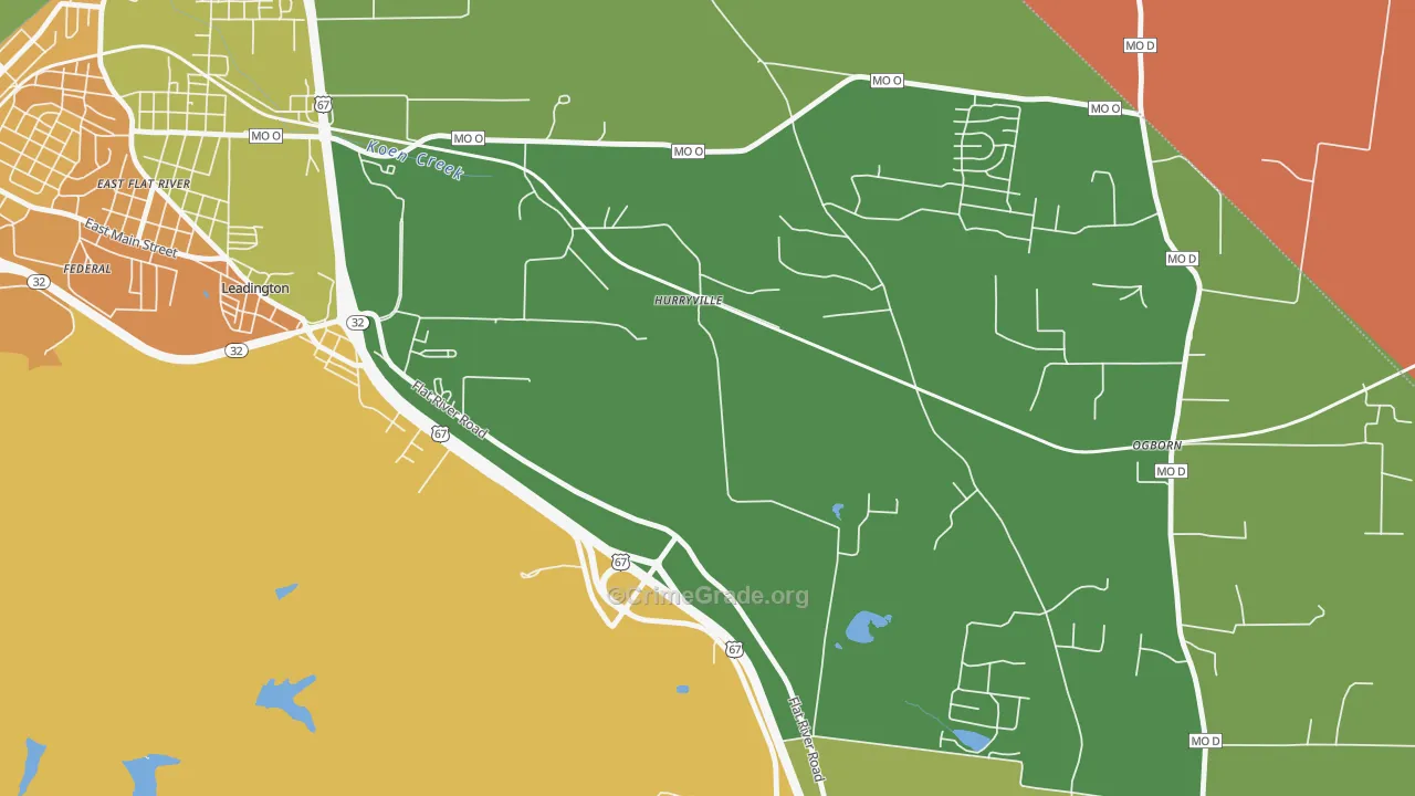 Hurryville, MO Map of Arson Rates