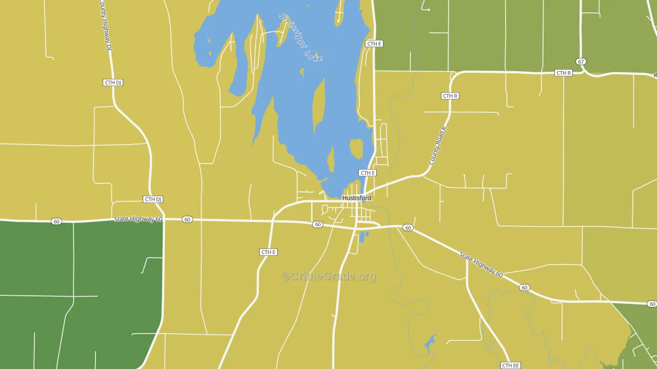 Hustisford, WI Map of Arson Rates