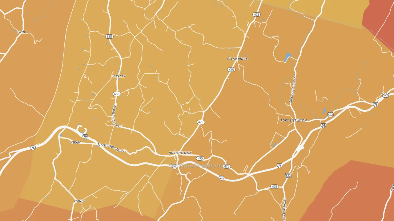 Hustontown, PA Map of Arson Rates