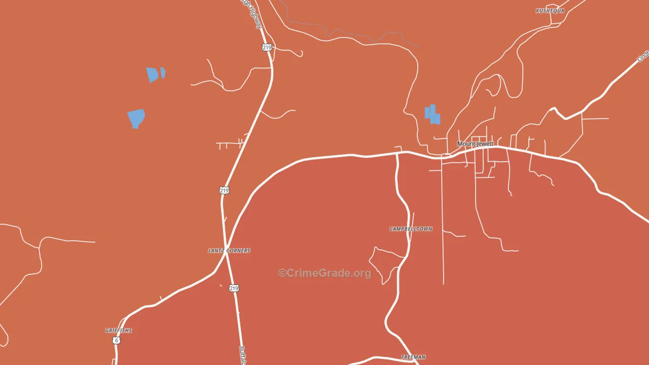 Hutchins, PA Map of Arson Rates