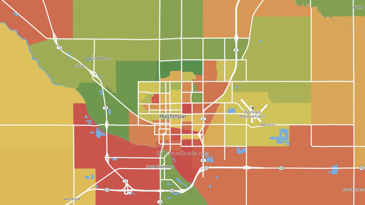 Hutchinson, KS Map of Arson Rates