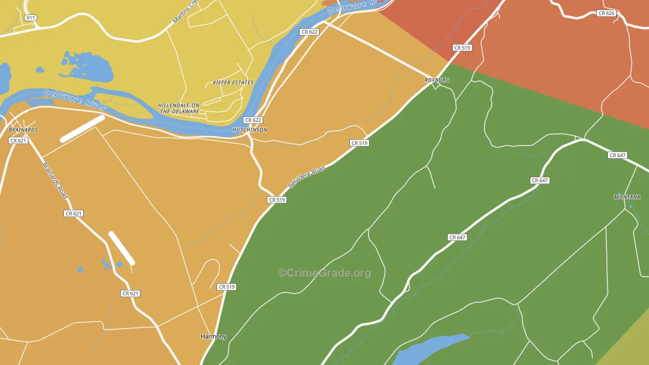 Hutchinson, NJ Map of Arson Rates