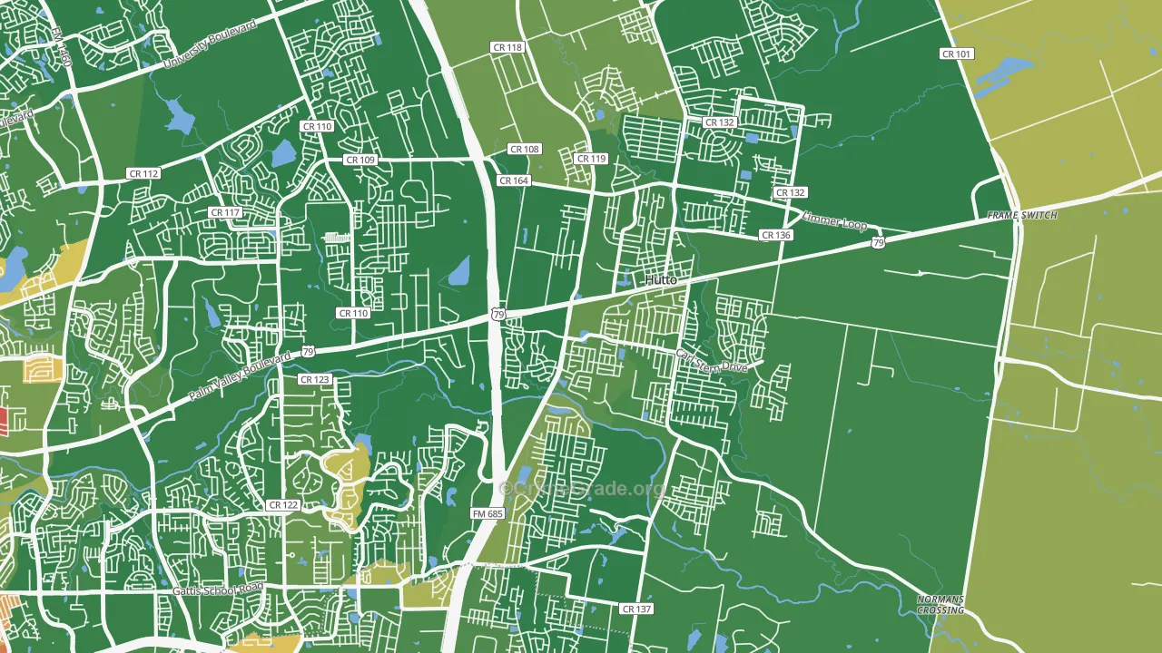 Hutto, TX Map of Arson Rates