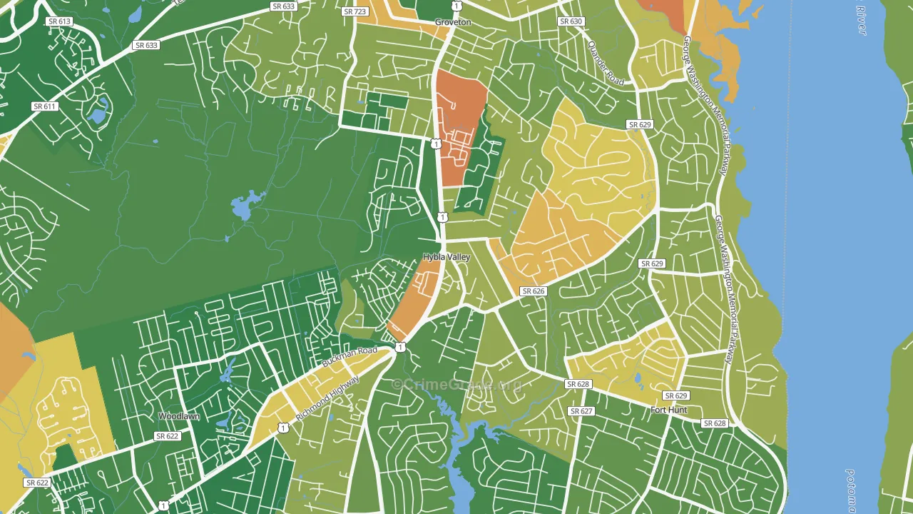 Hybla Valley, Alexandria, VA Map of Arson Rates