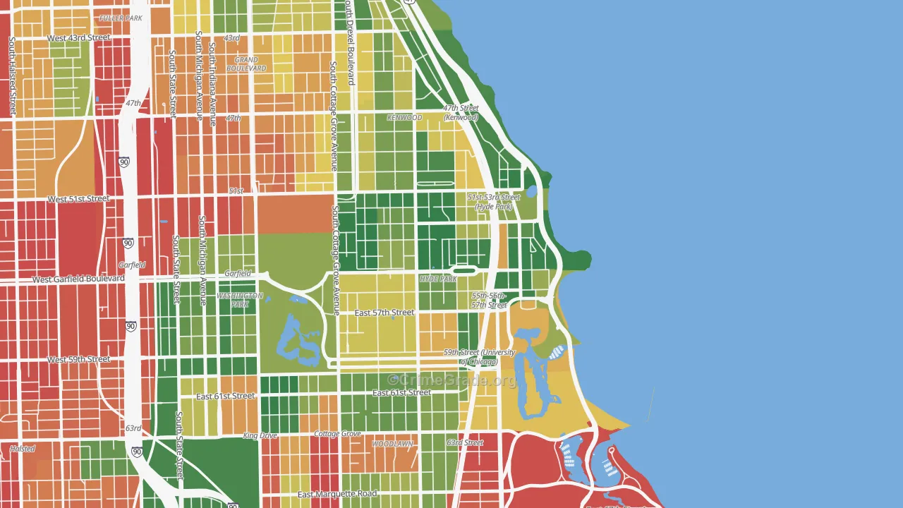 Hyde Park, Chicago, IL Map of Arson Rates