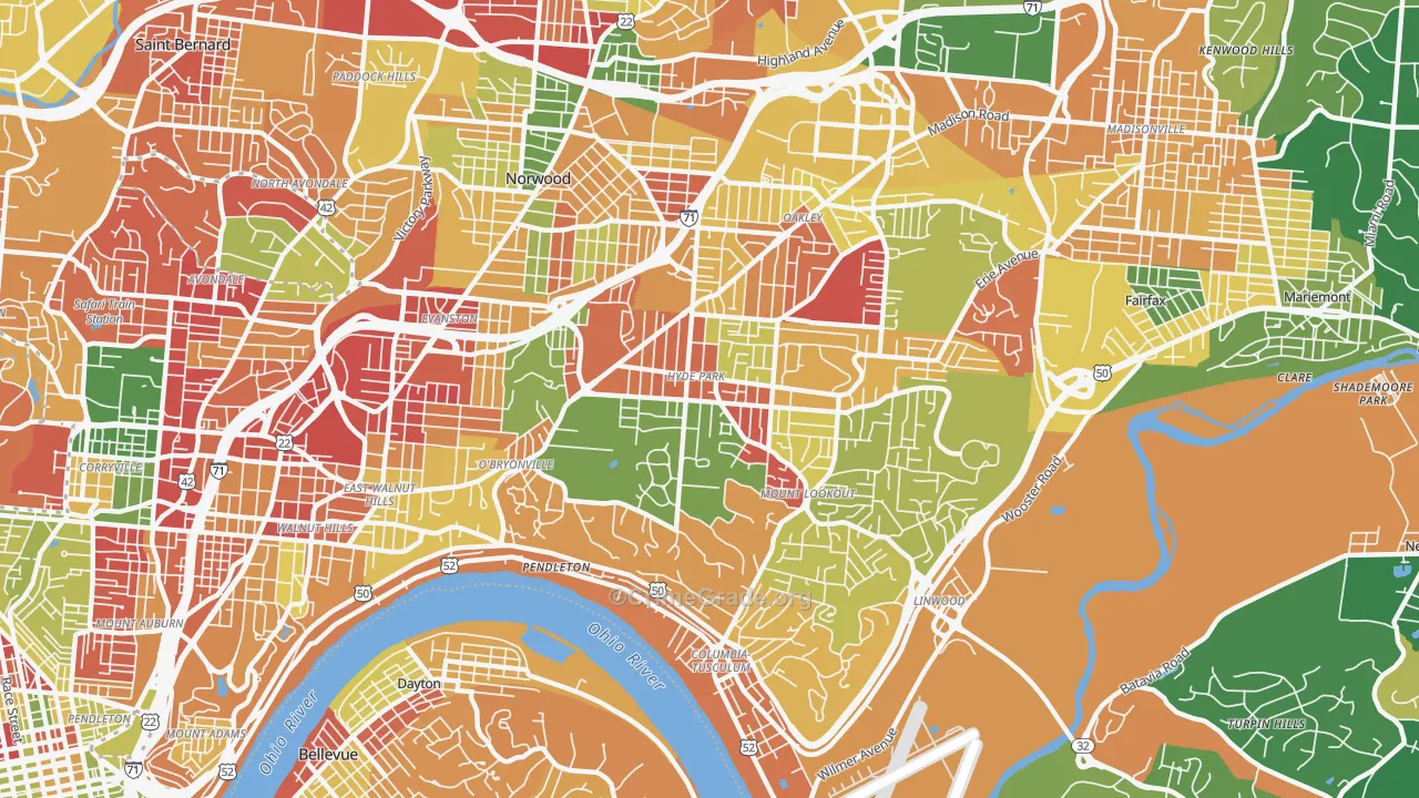 Hyde Park, Cincinnati, OH Map of Arson Rates