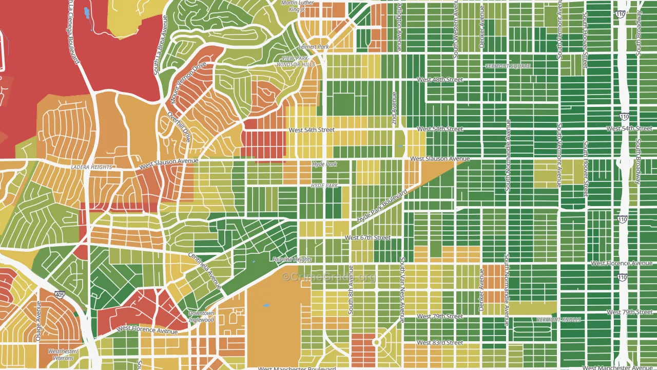 Hyde Park, Los Angeles, CA Map of Arson Rates