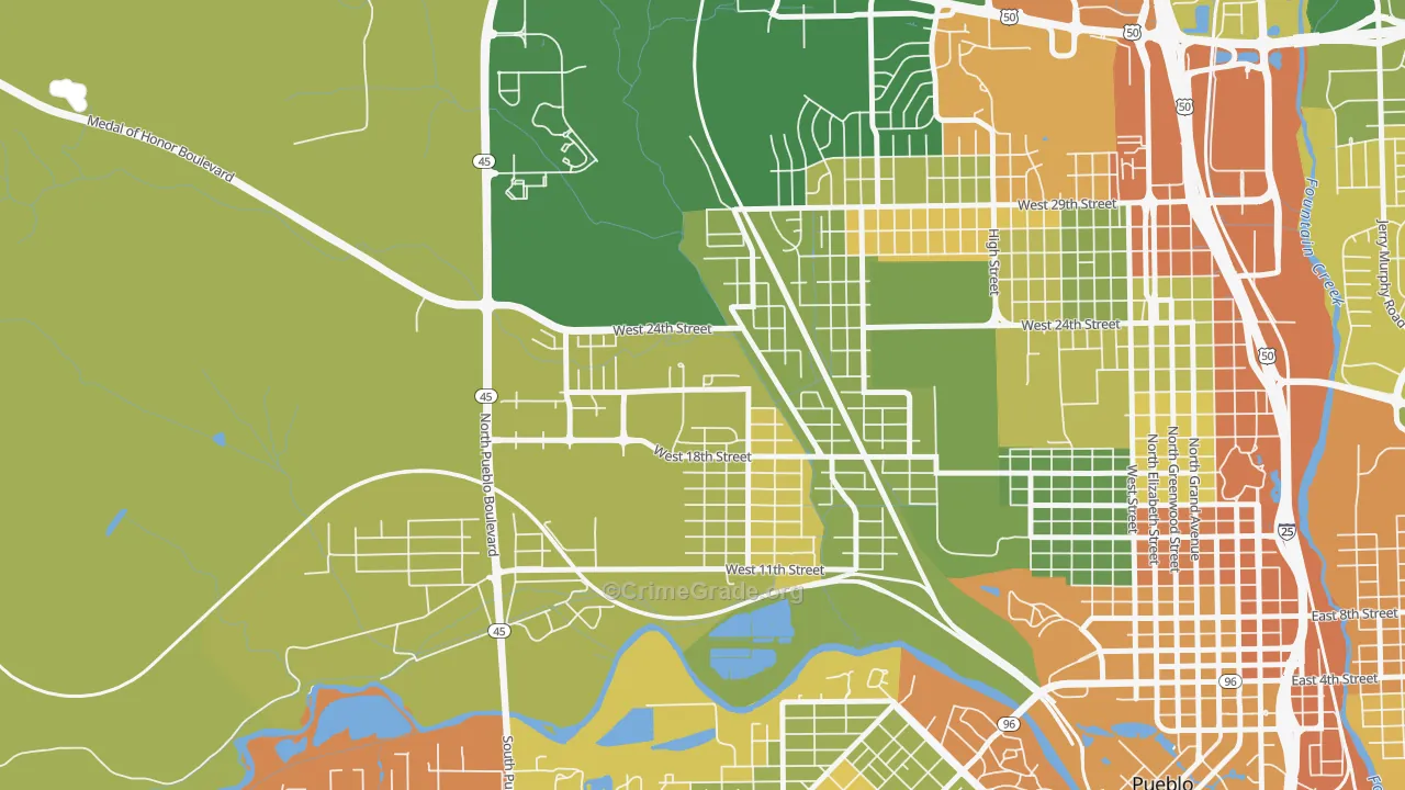 Hyde Park, Pueblo, CO Map of Arson Rates