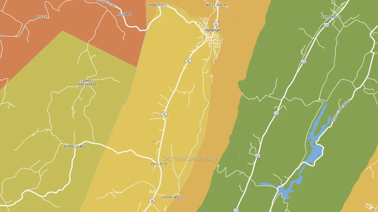Hyndman, PA Map of Arson Rates