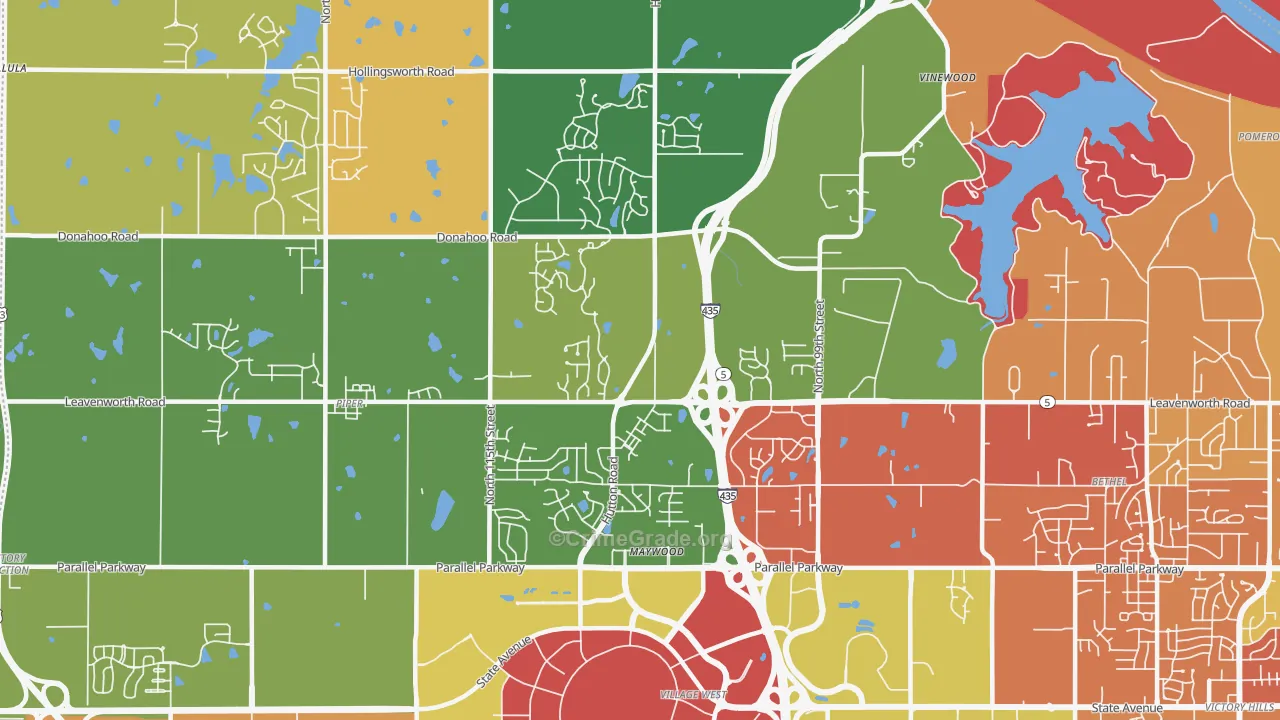 I-435 West KC-KS, Kansas City, KS Map of Arson Rates