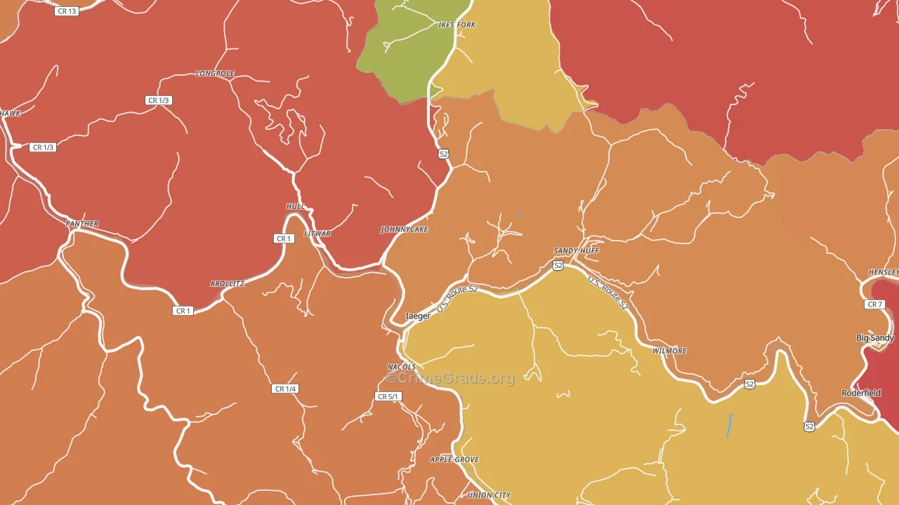 Iaeger, WV Map of Arson Rates