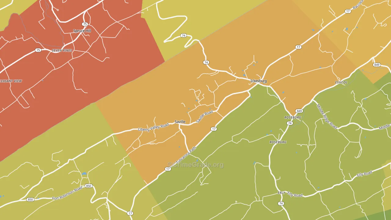 Ickesburg, PA Map of Arson Rates