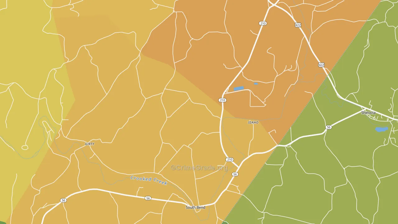 Idaho, PA Map of Arson Rates