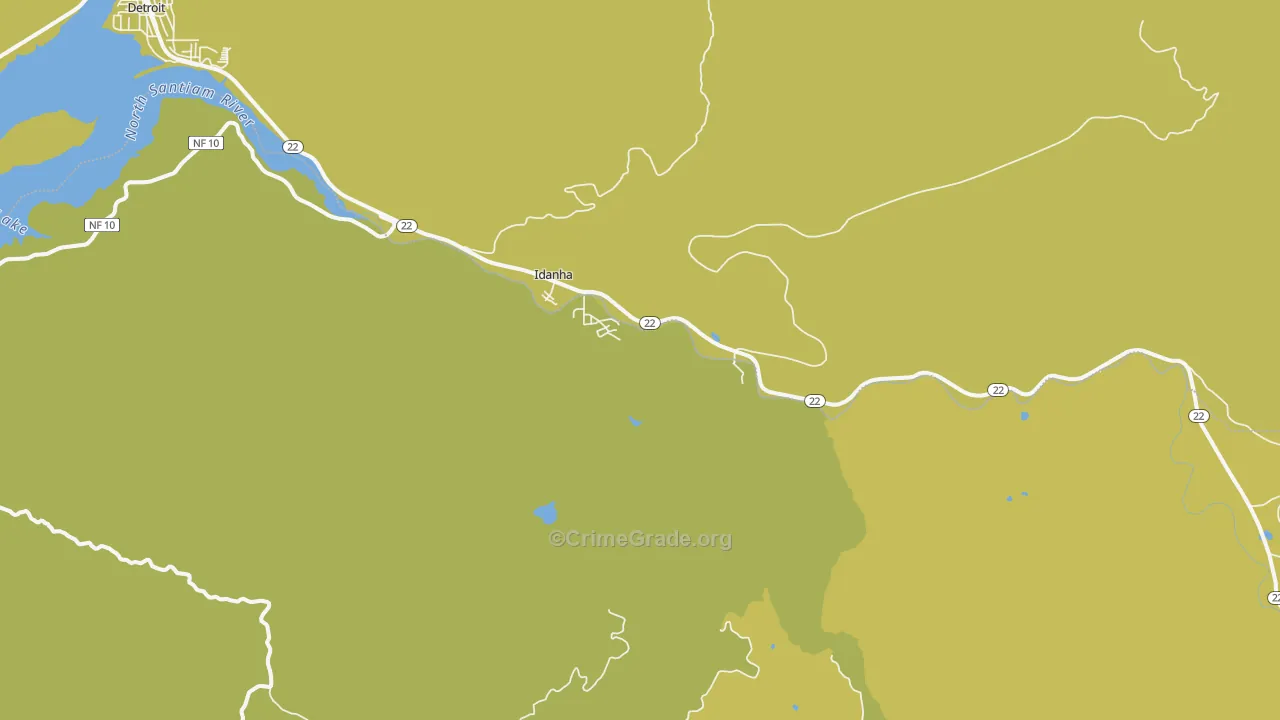 Idanha, OR Map of Arson Rates