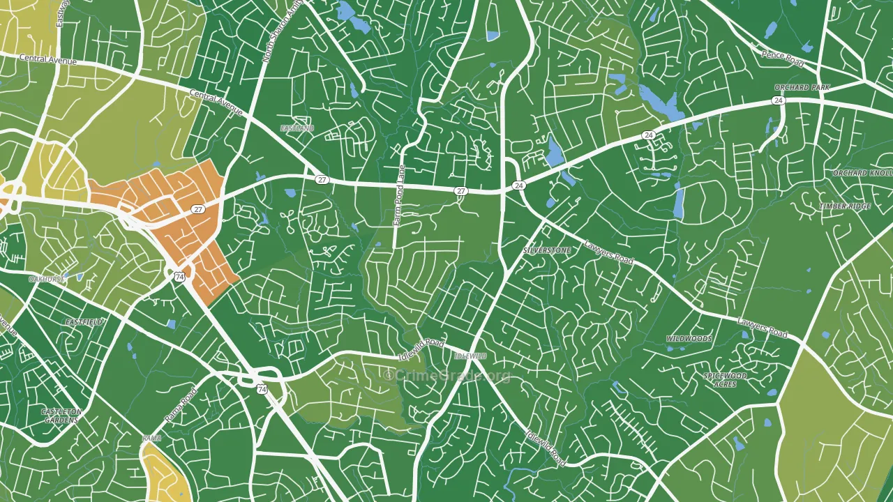 Idlewild Farms, Charlotte, NC Map of Arson Rates