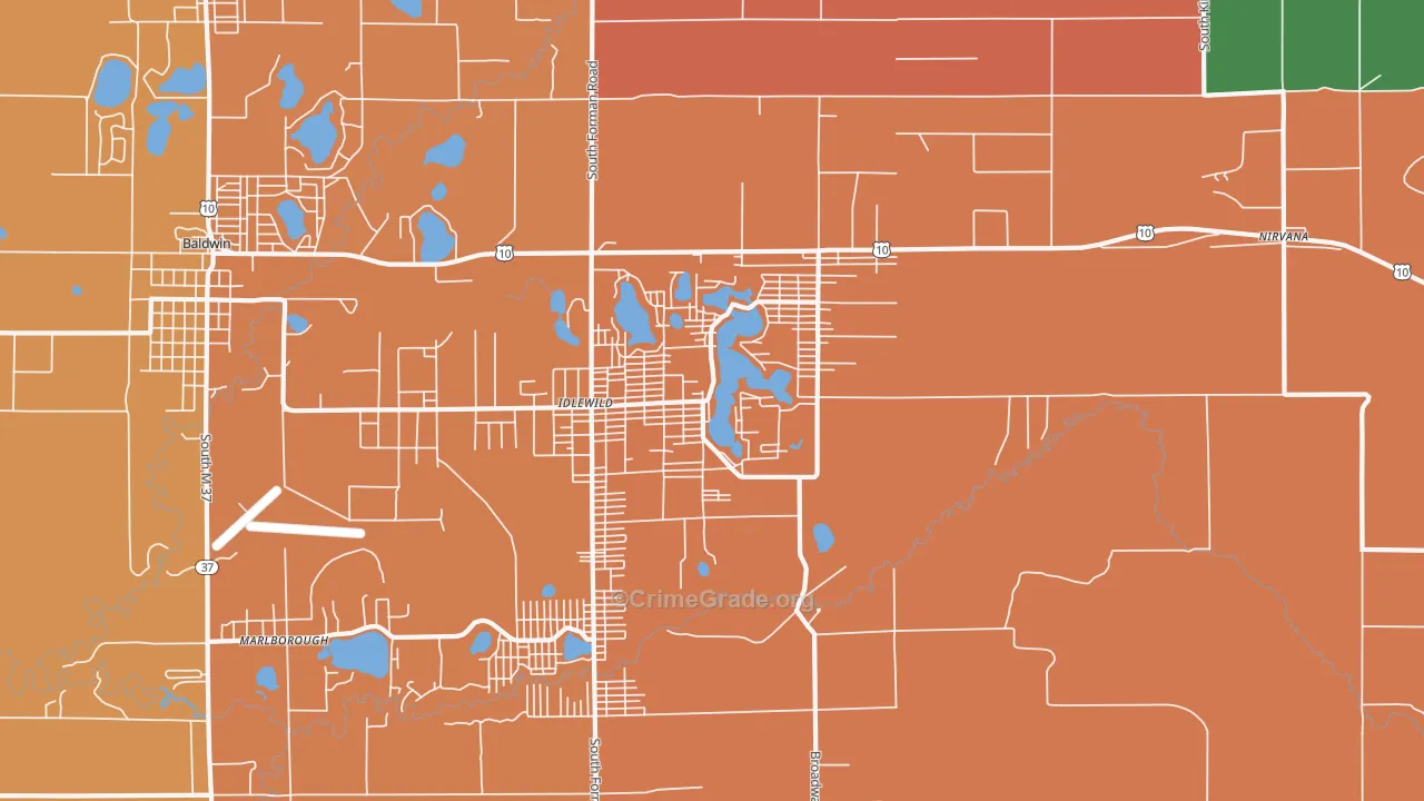 Idlewild, MI Map of Arson Rates