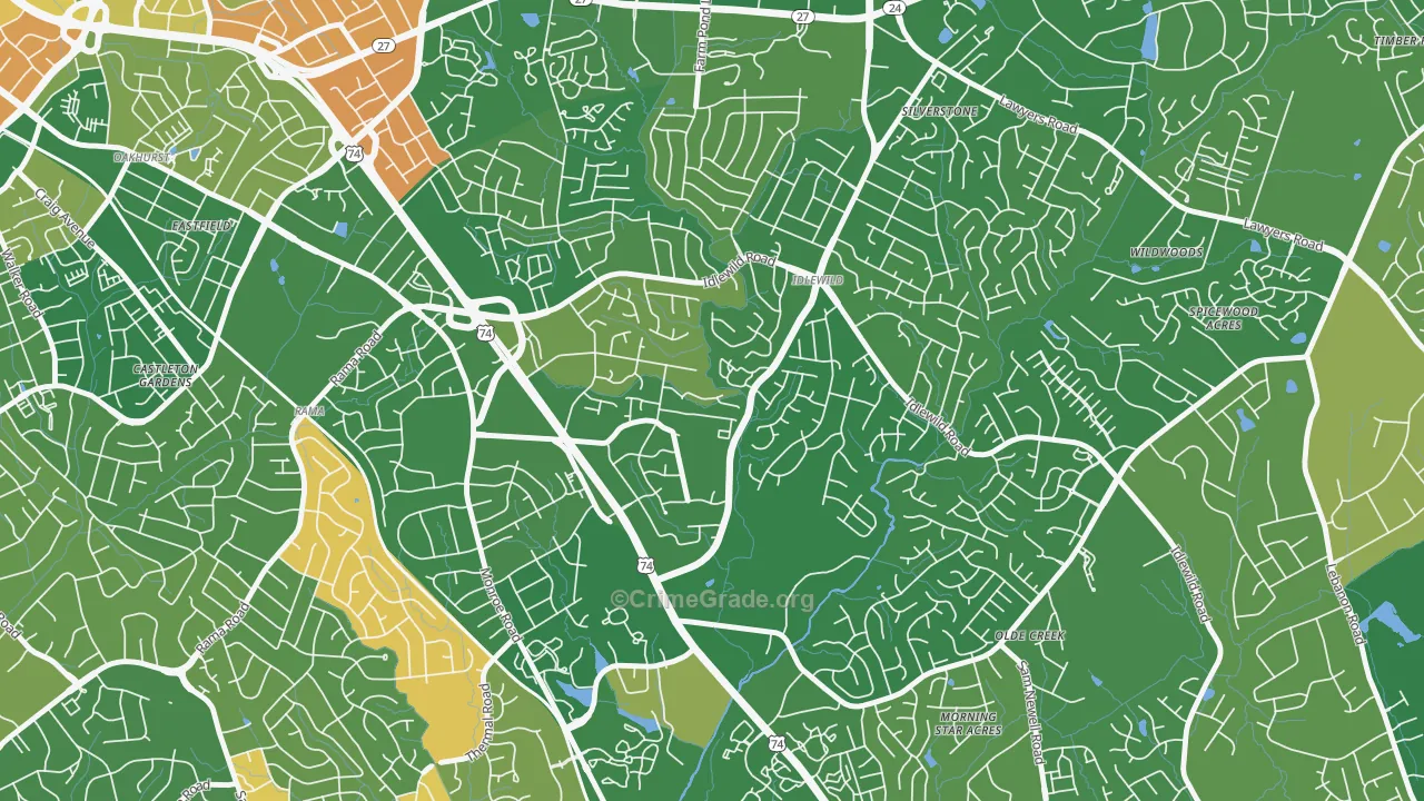 Idlewild South, Charlotte, NC Map of Arson Rates