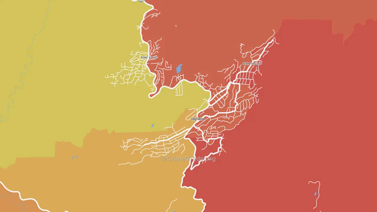 Idyllwild-Pine Cove, CA Map of Arson Rates