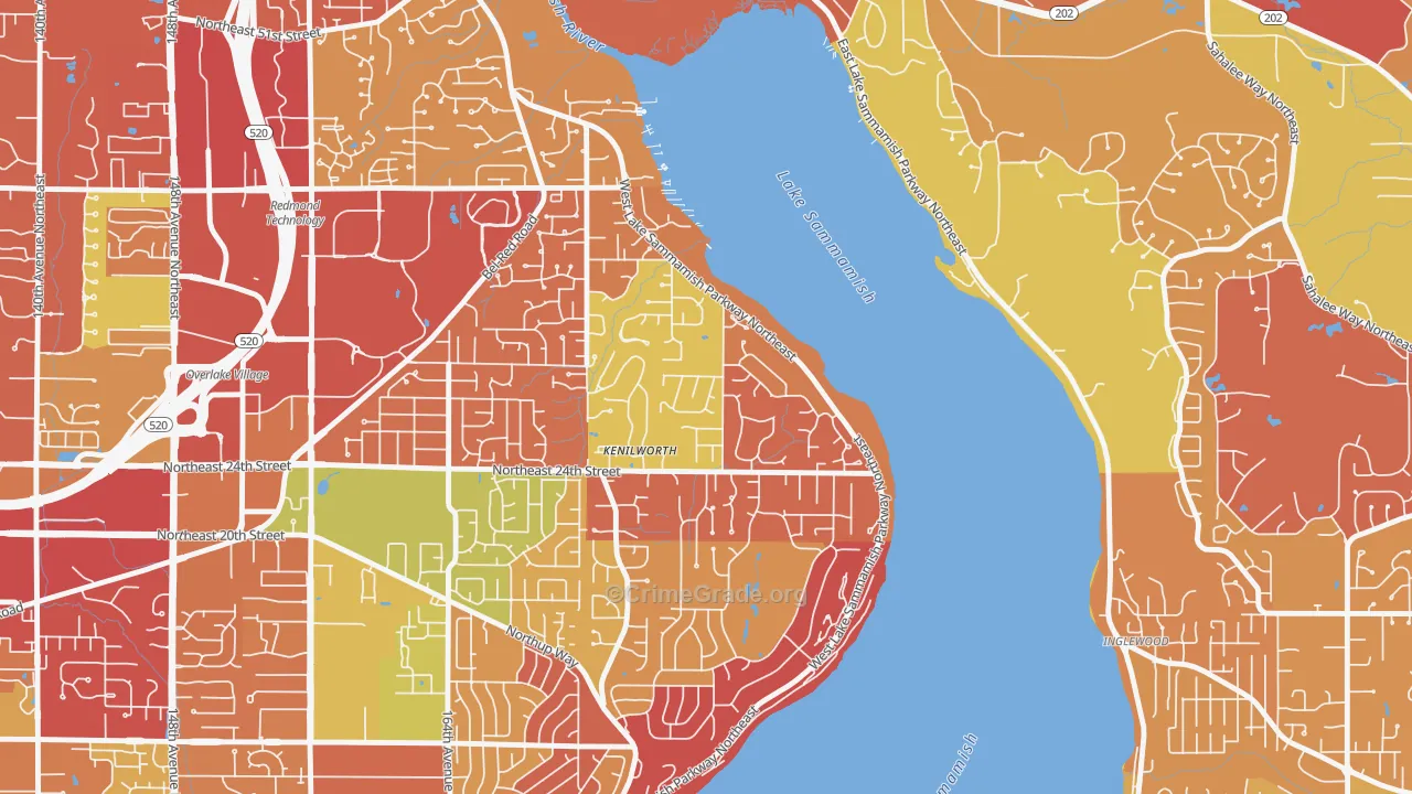 Idylwood, Redmond, WA Map of Arson Rates