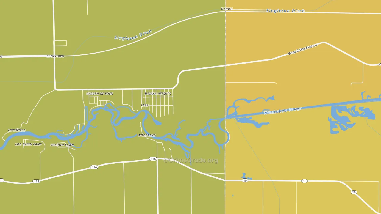 Illiana Heights, IL Map of Arson Rates
