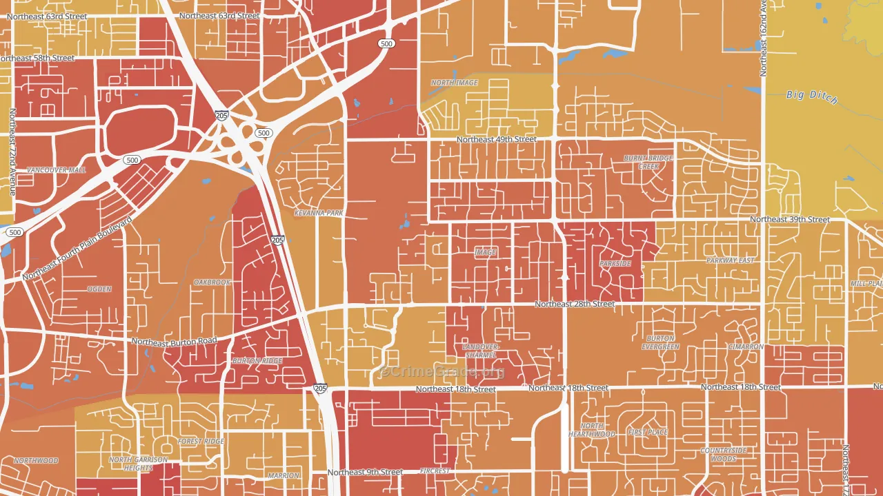 Image, Vancouver, WA Map of Arson Rates