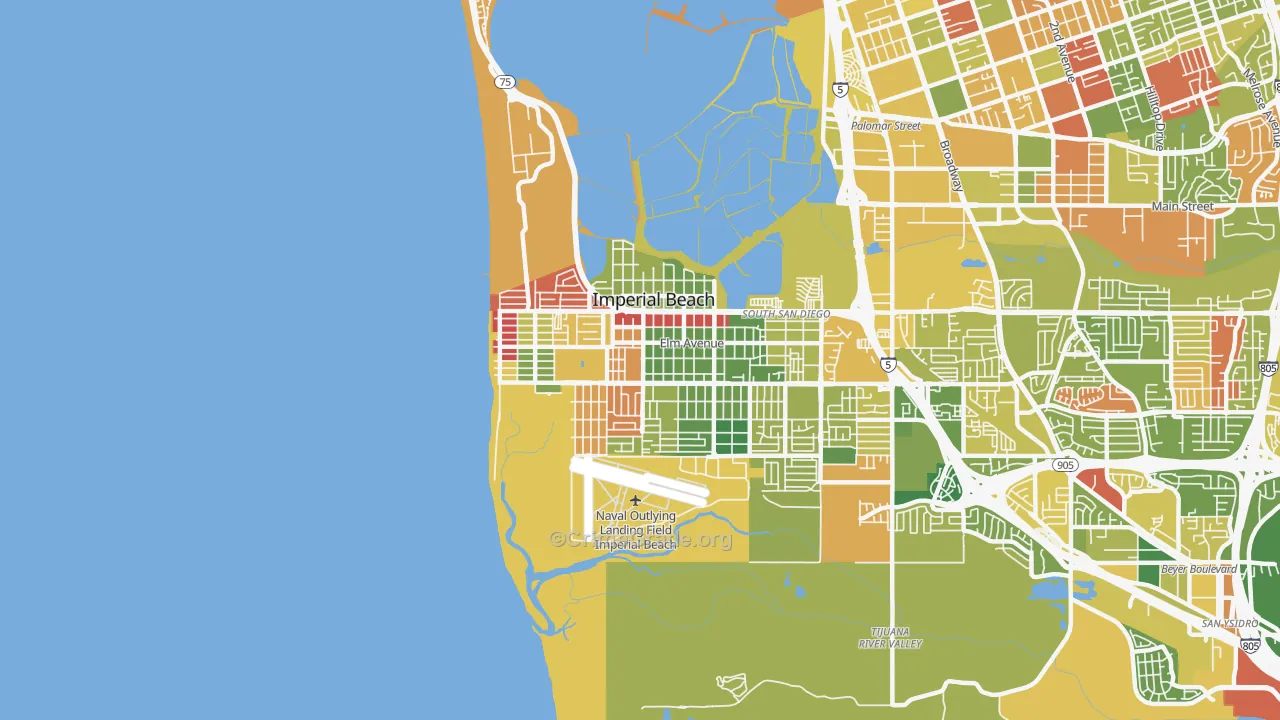Imperial Beach, CA Map of Arson Rates