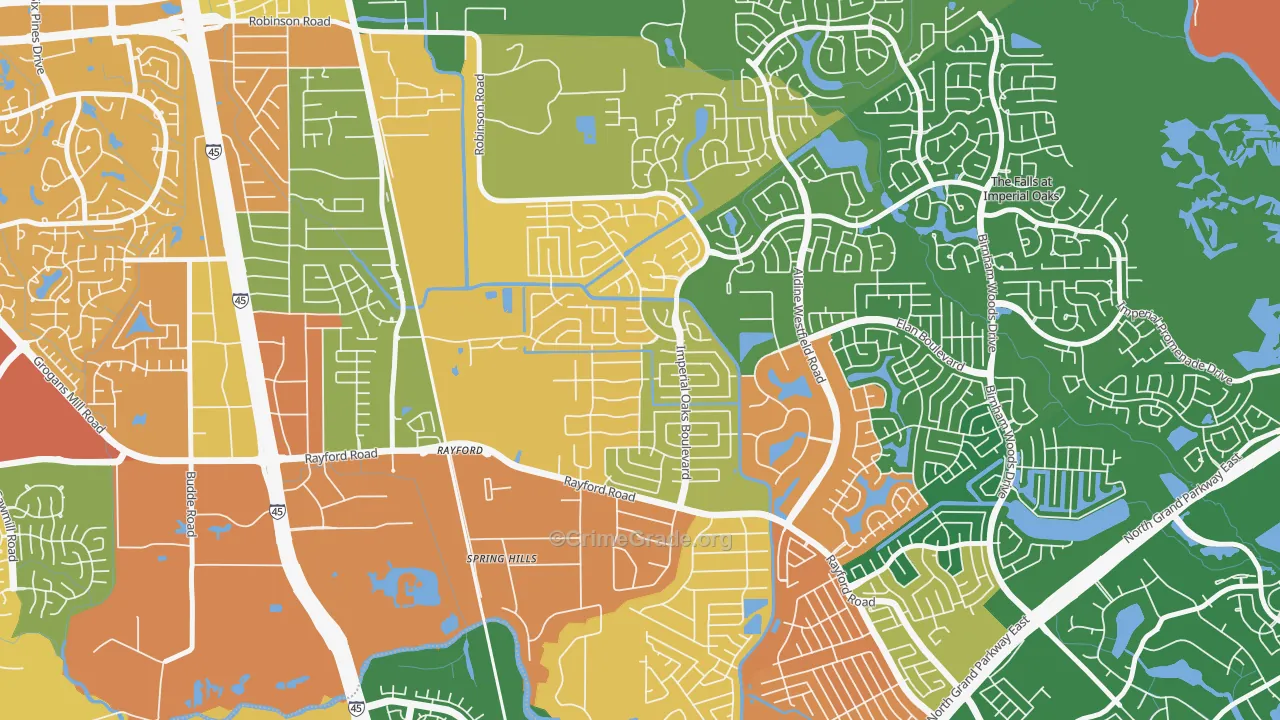 Imperial Oaks, Spring, TX Map of Arson Rates