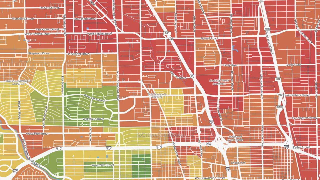 Independence Heights, Houston, TX Map of Arson Rates