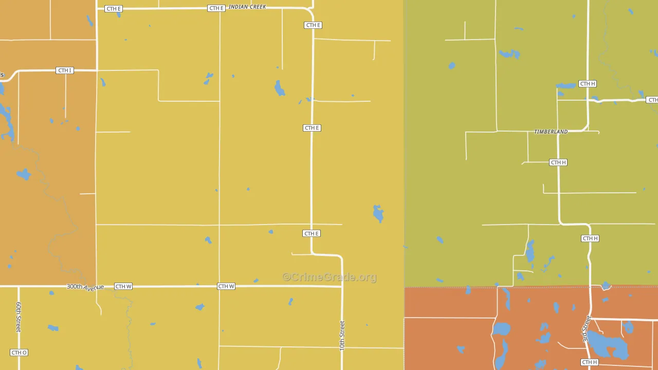 Indian Creek, WI Map of Arson Rates