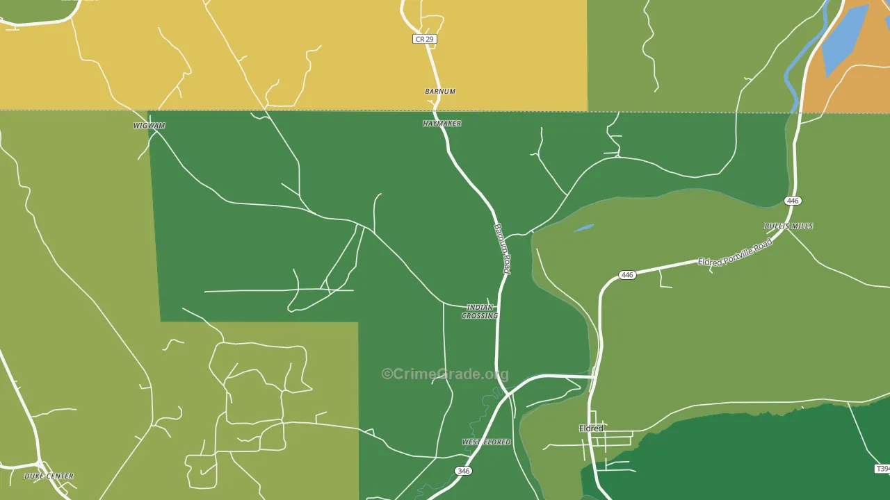 Indian Crossing, PA Map of Arson Rates