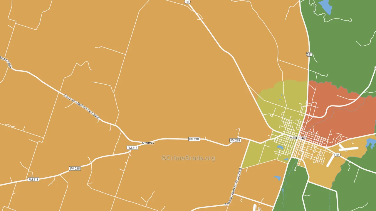 Indian Gap, TX Map of Arson Rates