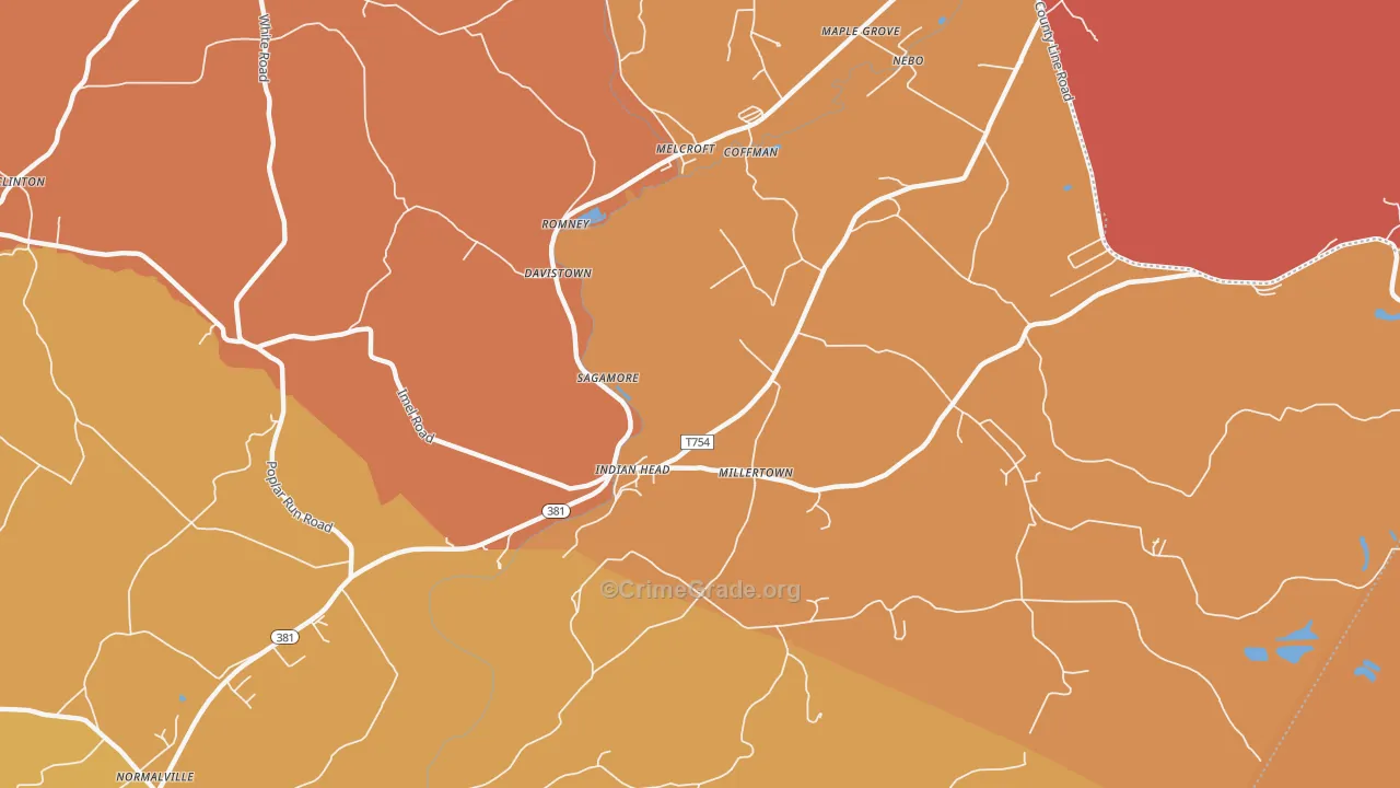 Indian Head, PA Map of Arson Rates