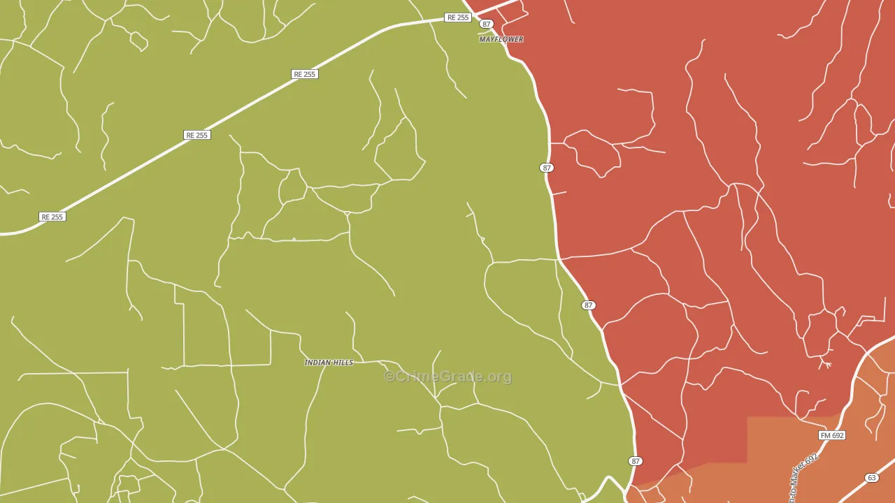 Indian Hill, TX Map of Arson Rates
