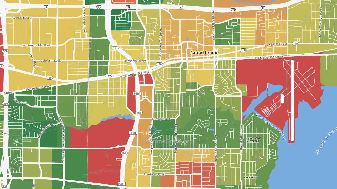 Indian Hills, Grand Prairie, TX Map of Arson Rates