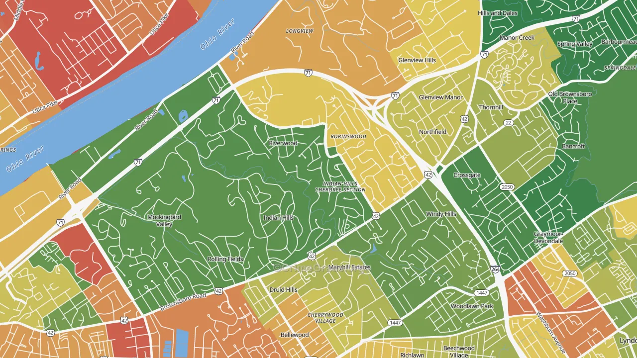 Indian Hills, KY Map of Arson Rates