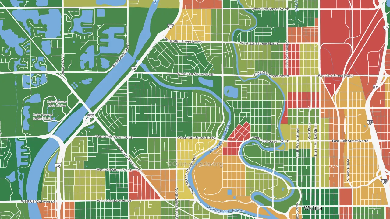 Indian Hills Riverbend, Wichita, KS Map of Arson Rates