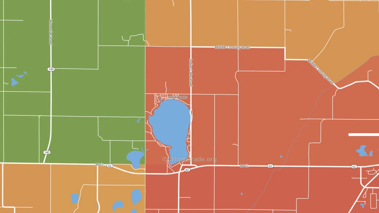 Indian Lake, MI Map of Arson Rates