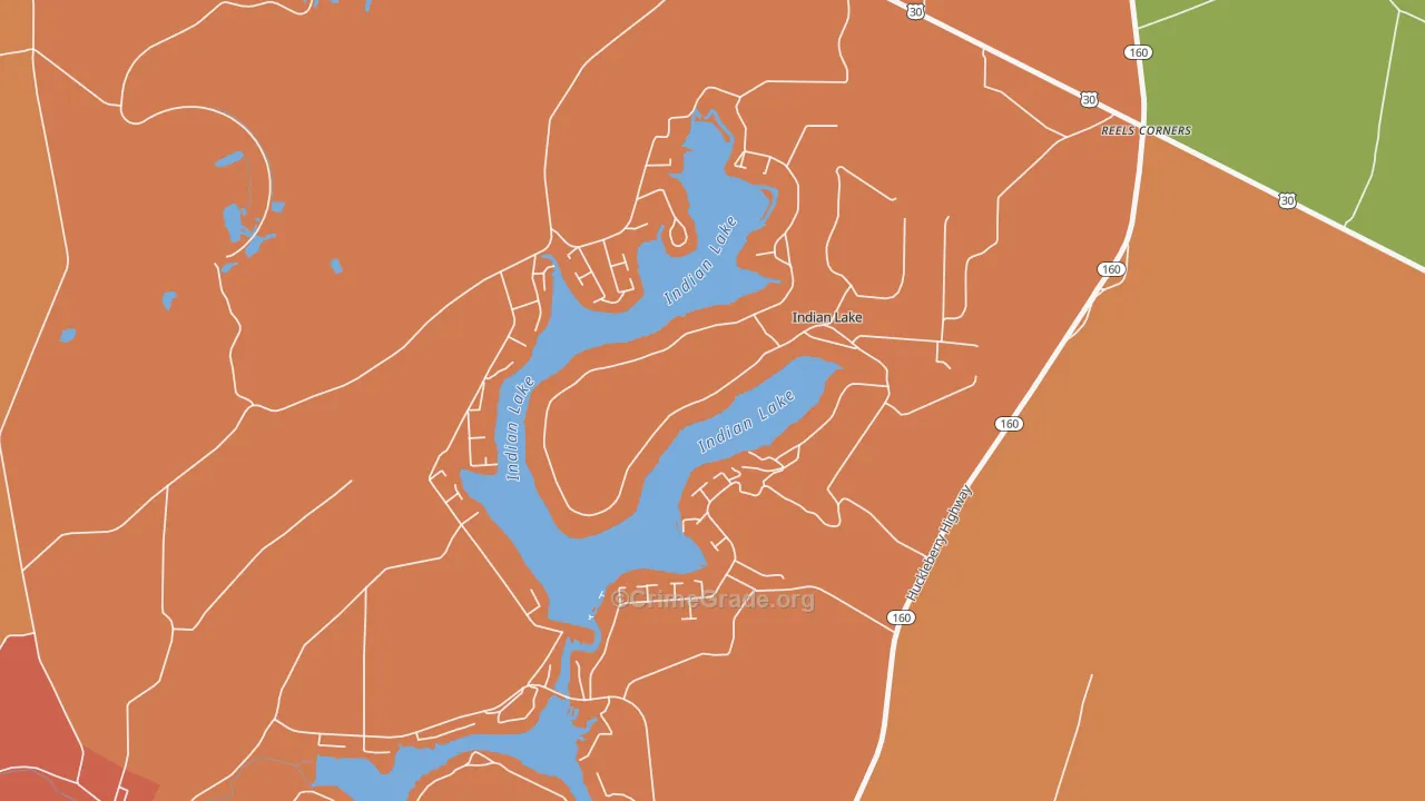 Indian Lake, PA Map of Arson Rates